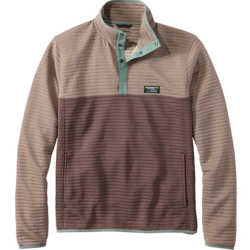 L.L. Bean Men's Airlight Knit Pullover, Colorblock, Putty/Weathered Oak, Medium